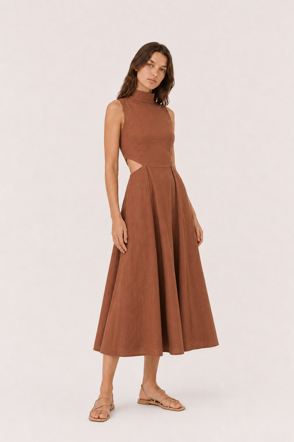 Cala High-Neck Slit Dress — Laila collection