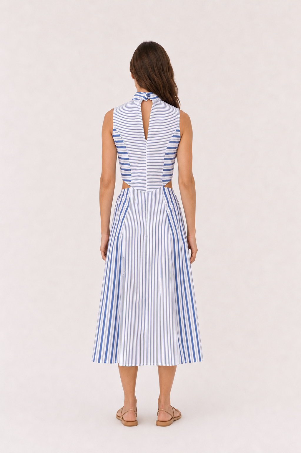 Cala High-Neck Slit Dress — back view