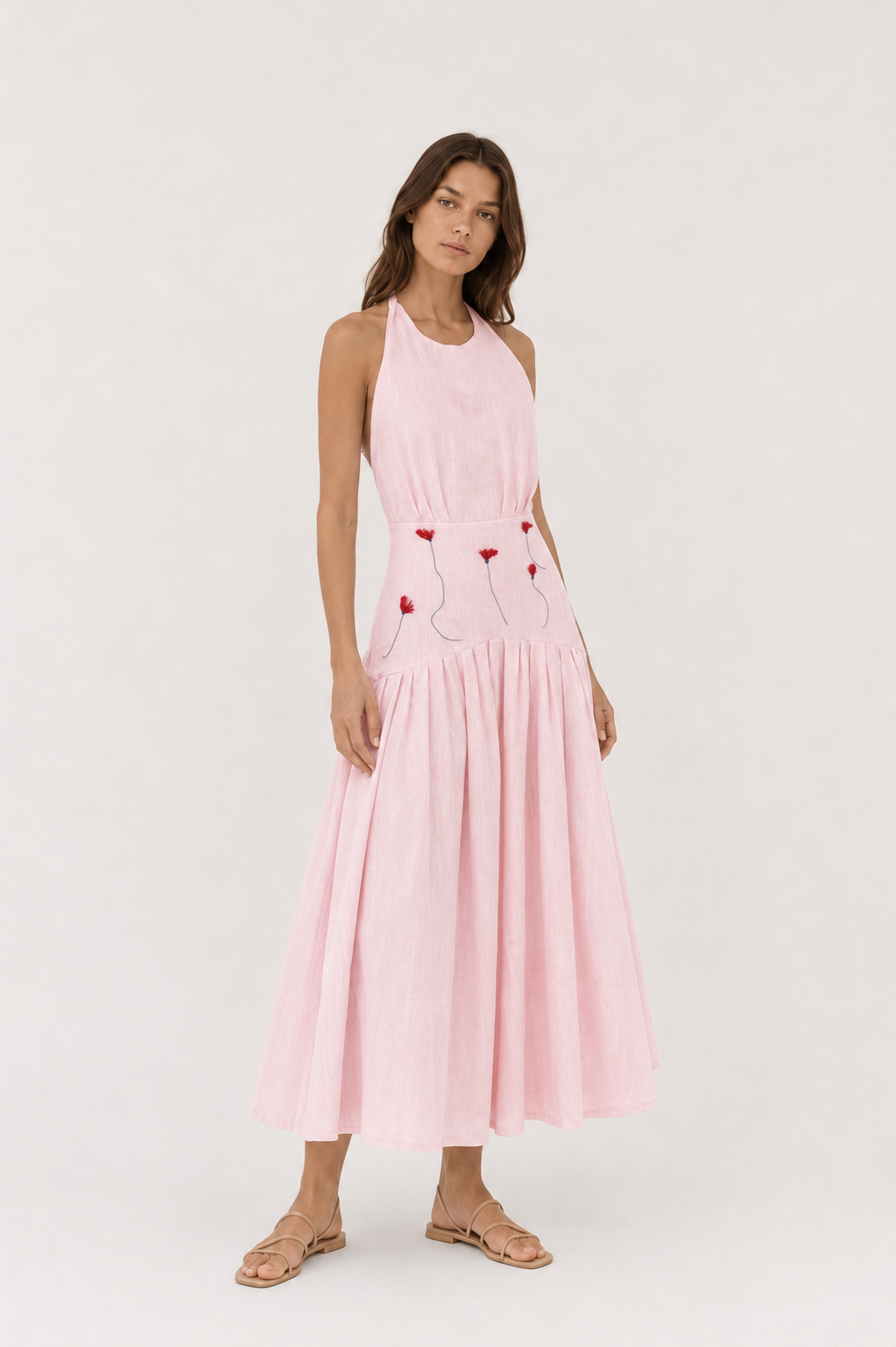 Amapola Embroidered Halter Dress — Laila collection