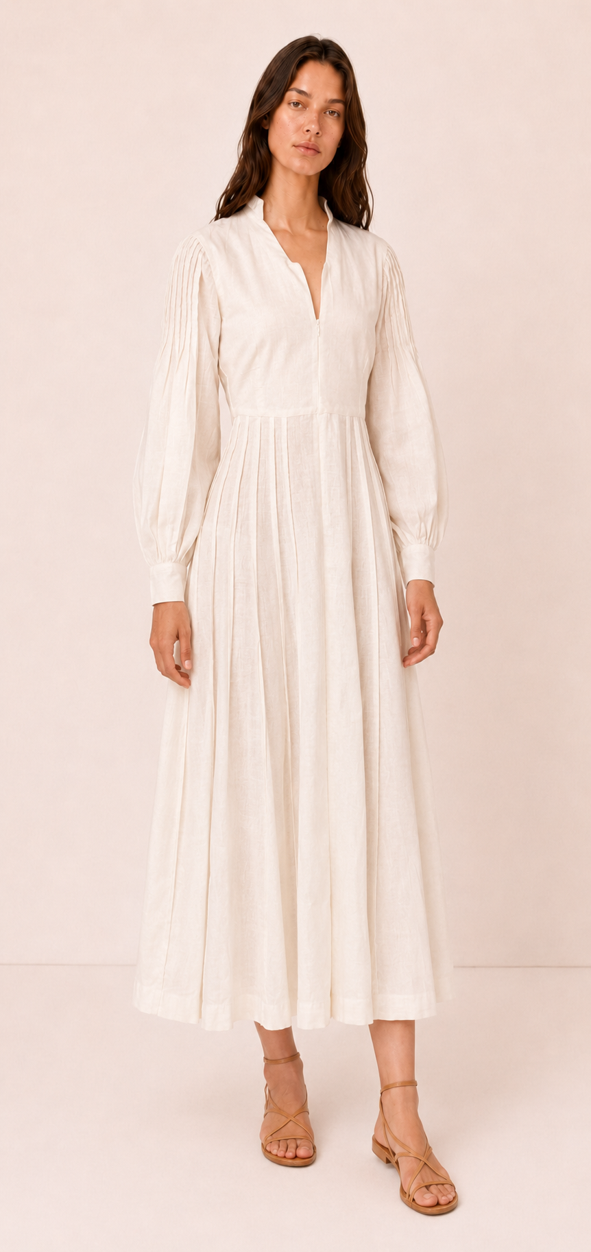 Alisios Pleated Midi Dress — Laila collection