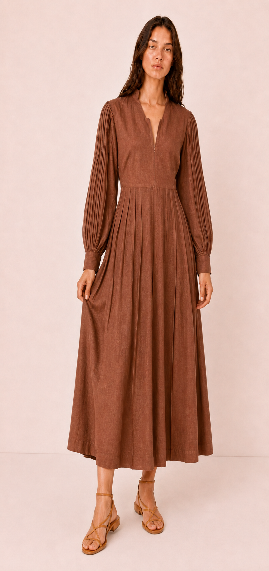Alisios Pleated Midi Dress — Laila collection