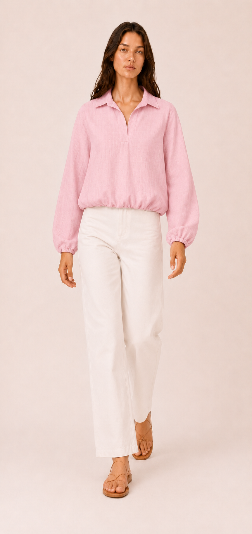 Salina Striped Polo Blouse — Laila collection