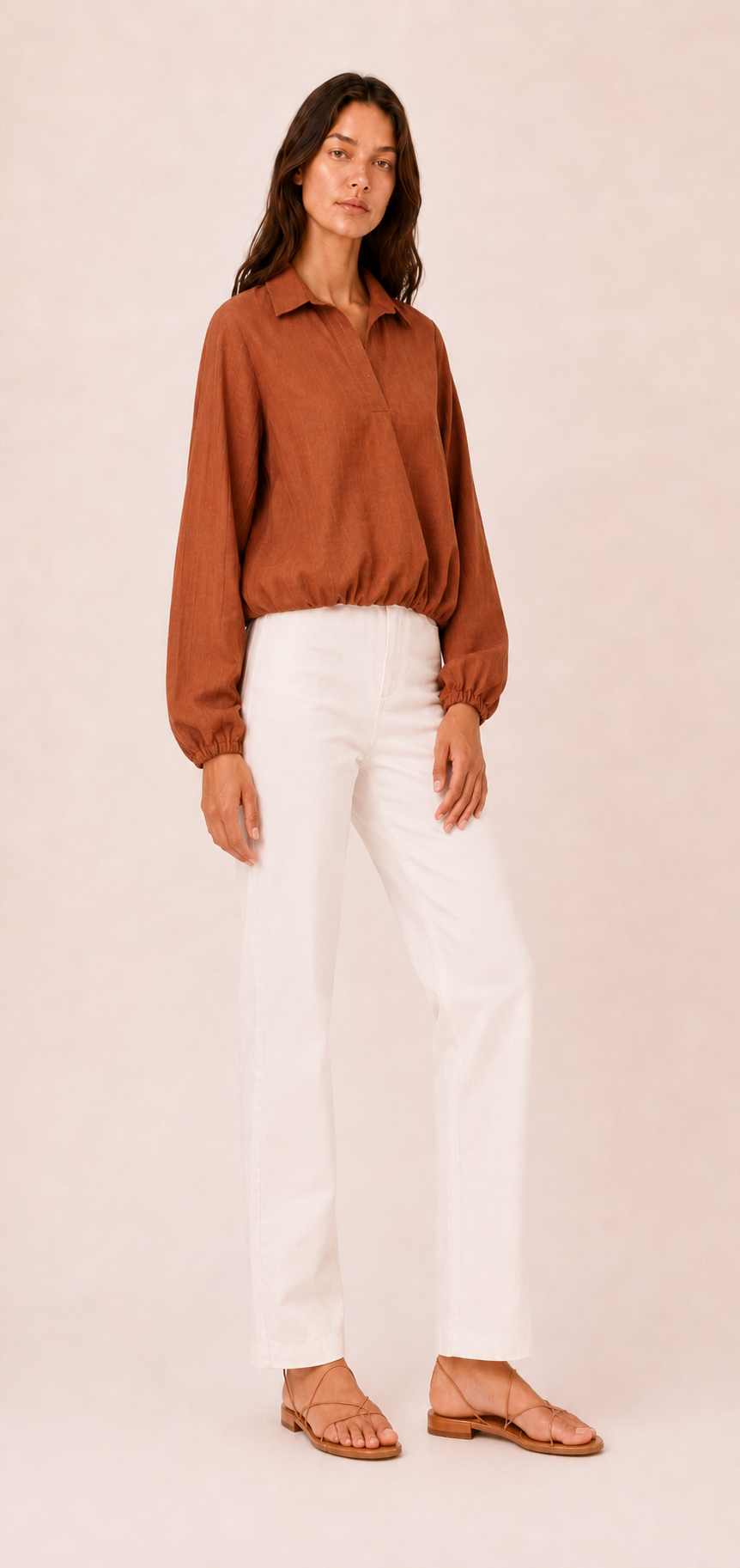 Salina Striped Polo Blouse — Laila collection