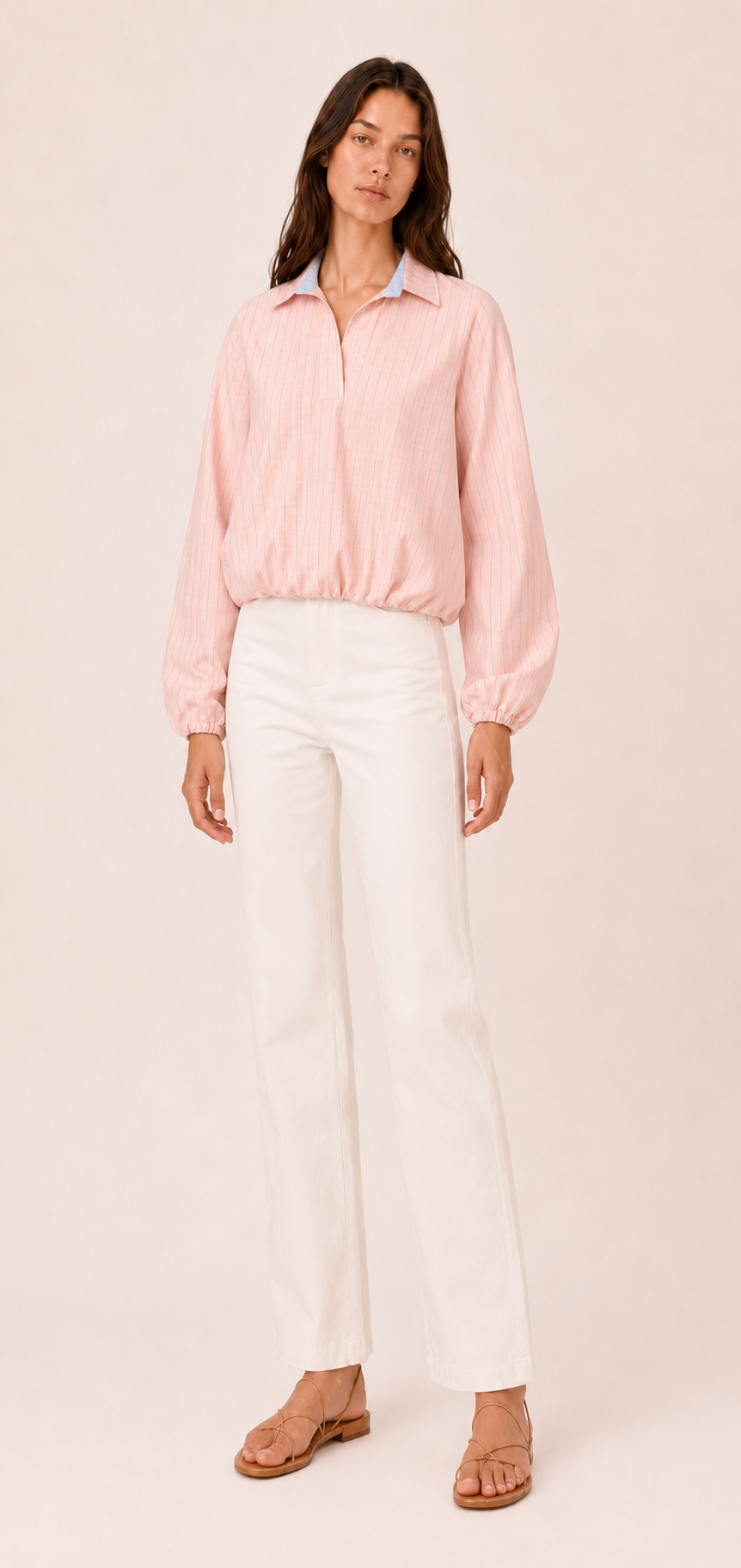 Salina Striped Polo Blouse — Laila collection