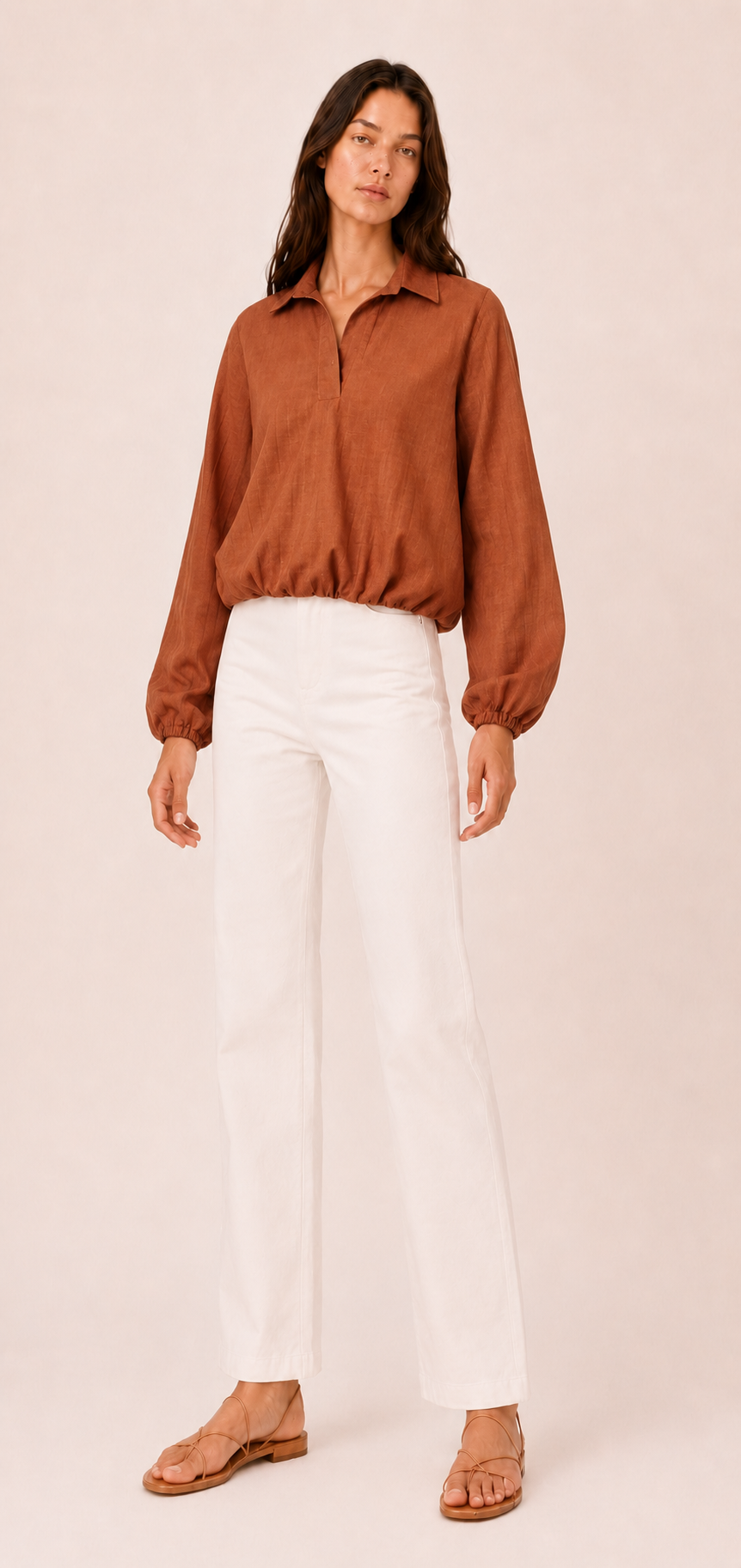 Salina Striped Polo Blouse — Laila collection