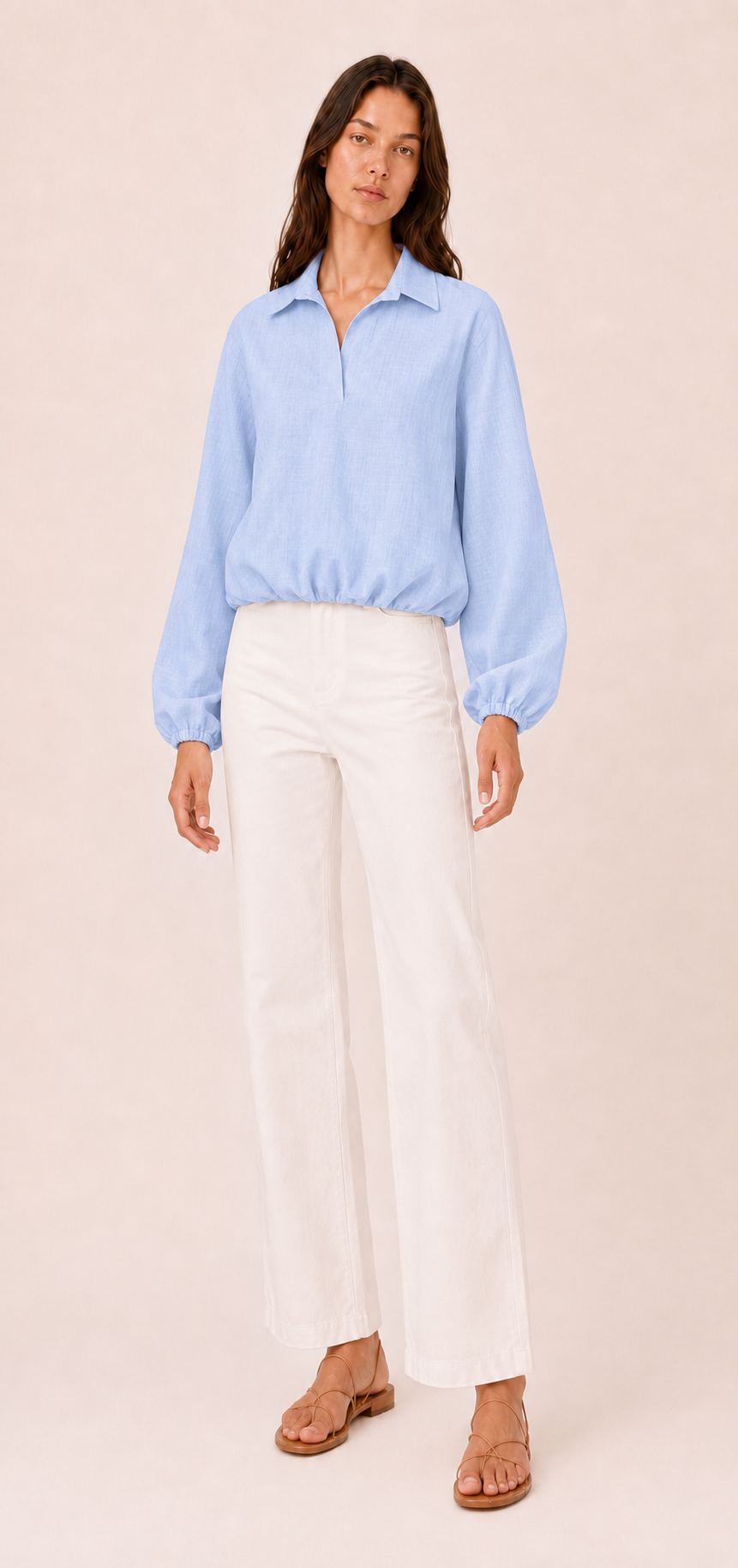 Salina Striped Polo Blouse — Laila collection