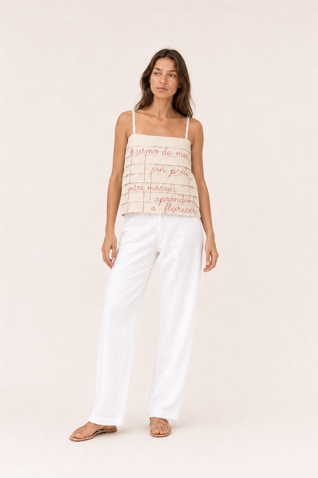 Amapola Embroidered Pintuck Top — Laila collection