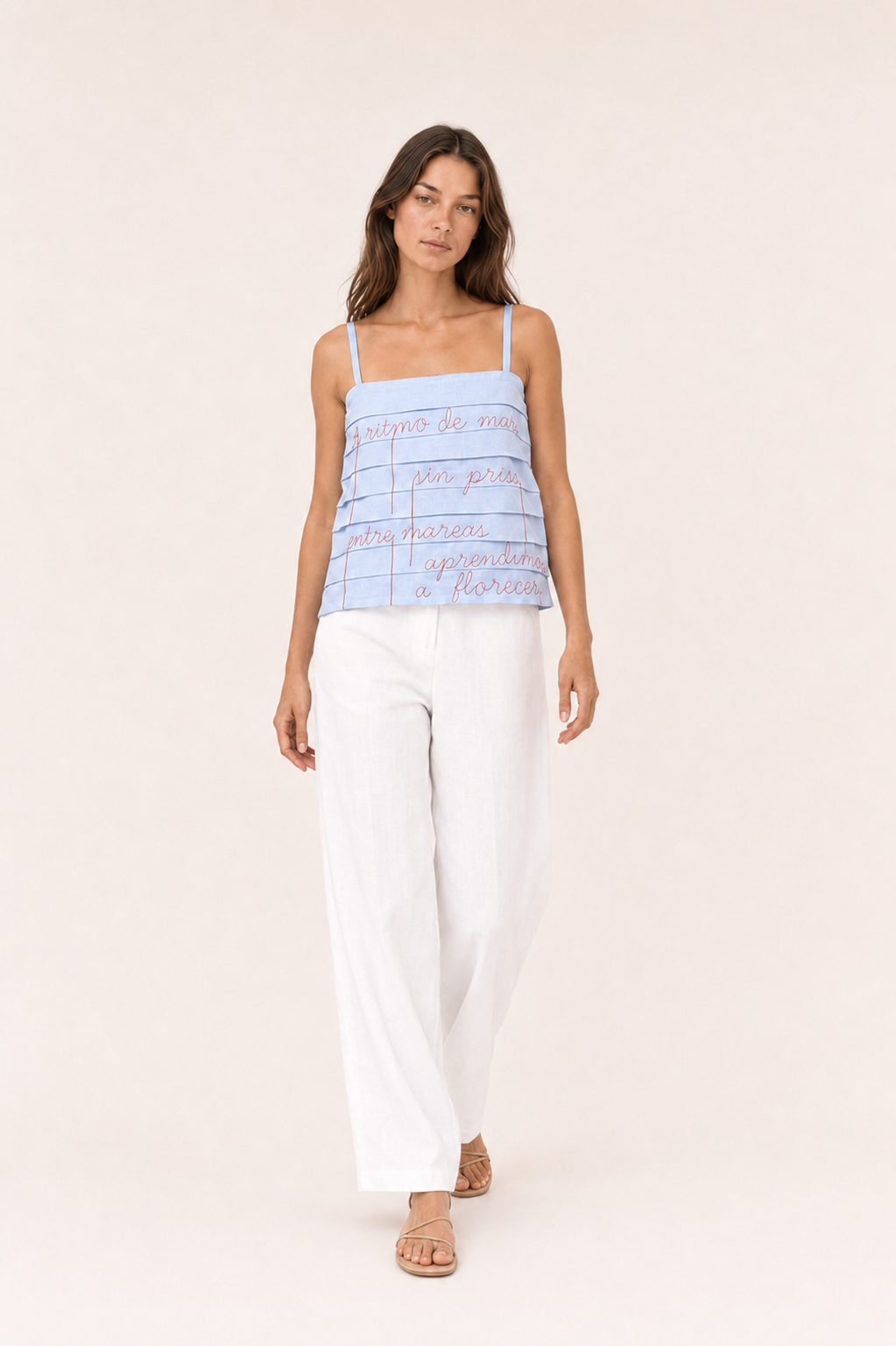 Amapola Embroidered Pintuck Top — Laila collection