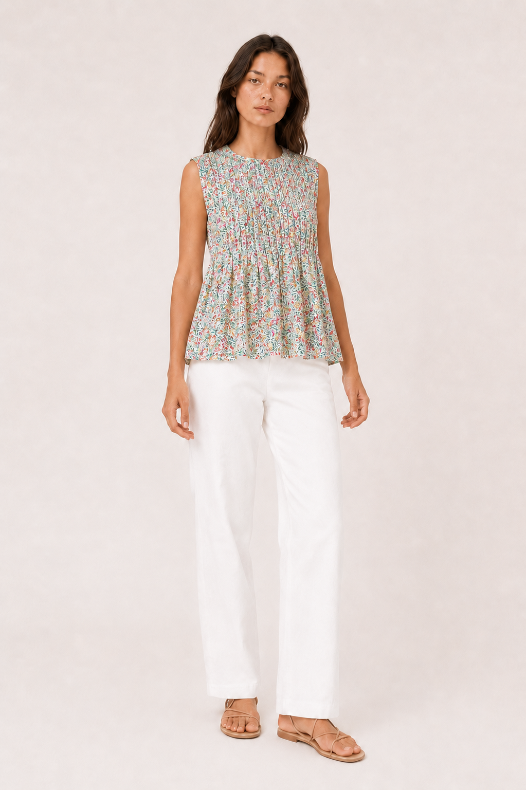 Arrecife Pintuck Peplum Top — Laila collection