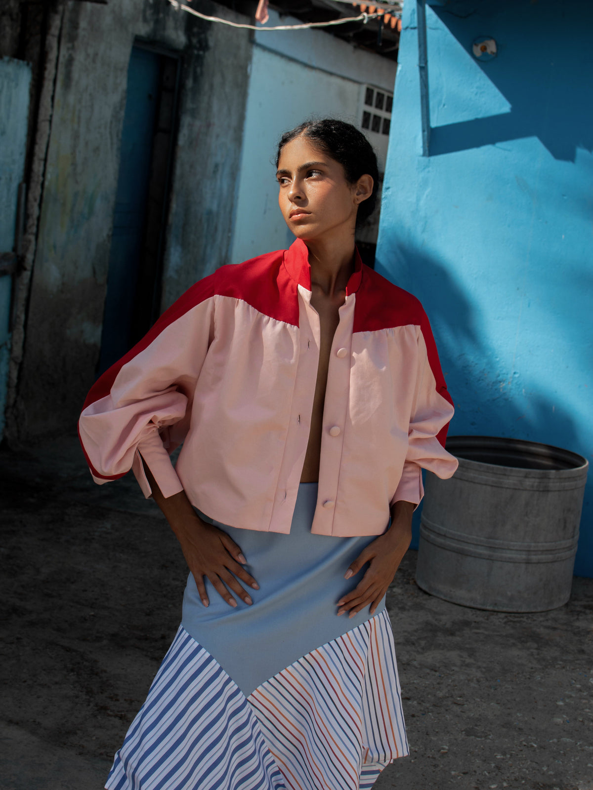 Alborada Colorblock Bomber Jacket — LAILA editorial campaign